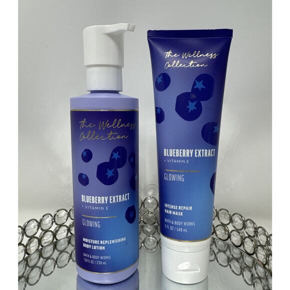 2 Bath & Body Works Blueberry Set Wellness Collection-Body Lotion & Hair Mask - Picture 1 of 3